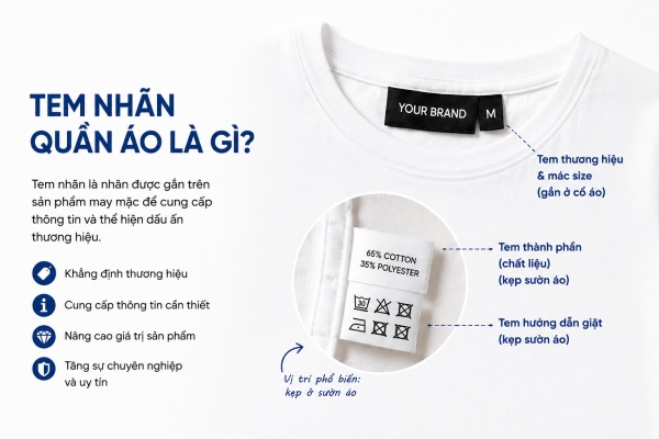 Tem nhãn quần áo là gì? Vai trò quan trọng đối với thương hiệu thời trang.